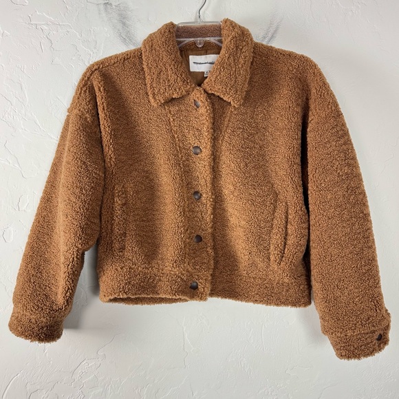 cupcakes & cashmere Jackets & Blazers - Cupcakes and Cashmere Coat Teddy Fleece‎ Jacket Plush Brown Button Down Collared